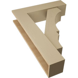 Ekena Millwork - BKTUR0756X32X44BOA05RCPR - Timberthane Faux Wood Balboa Style Bracket w/ Offset Brace, Block Ends, 7 1/2"W x 32"D x 44"H, Primed Tan
