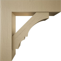 Ekena Millwork - BKTUR0756X34X34BOA05RCPR - Timberthane Faux Wood Balboa Style Bracket w/ Offset Brace, Block Ends, 7 1/2"W x 34"D x 34"H, Primed Tan