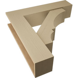 Ekena Millwork - BKTUR0756X34X34BOA05RCPR - Timberthane Faux Wood Balboa Style Bracket w/ Offset Brace, Block Ends, 7 1/2"W x 34"D x 34"H, Primed Tan