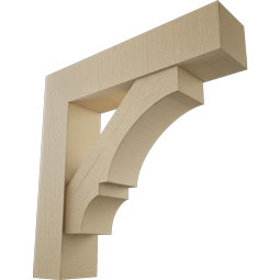 Ekena Millwork - BKTUR0756X34X34BOA05RCPR - Timberthane Faux Wood Balboa Style Bracket w/ Offset Brace, Block Ends, 7 1/2"W x 34"D x 34"H, Primed Tan