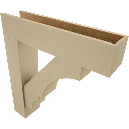 Ekena Millwork - BKTUR0756X34X38BOA05RCPR - Timberthane Faux Wood Balboa Style Bracket w/ Offset Brace, Block Ends, 7 1/2"W x 34"D x 38"H, Primed Tan