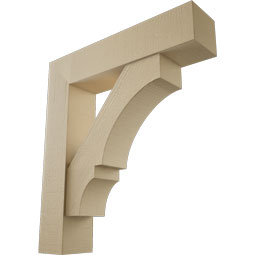Ekena Millwork - BKTUR0756X34X38BOA05RCPR - Timberthane Faux Wood Balboa Style Bracket w/ Offset Brace, Block Ends, 7 1/2"W x 34"D x 38"H, Primed Tan