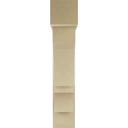 Ekena Millwork - BKTUR0756X34X40BOA05RCPR - Timberthane Faux Wood Balboa Style Bracket w/ Offset Brace, Block Ends, 7 1/2"W x 34"D x 40"H, Primed Tan