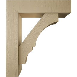 Ekena Millwork - BKTUR0756X34X40BOA05RCPR - Timberthane Faux Wood Balboa Style Bracket w/ Offset Brace, Block Ends, 7 1/2"W x 34"D x 40"H, Primed Tan