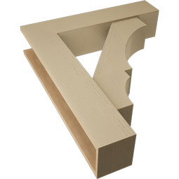 Ekena Millwork - BKTUR0756X34X40BOA05RCPR - Timberthane Faux Wood Balboa Style Bracket w/ Offset Brace, Block Ends, 7 1/2"W x 34"D x 40"H, Primed Tan