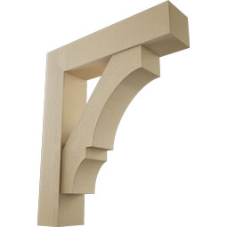 Ekena Millwork - BKTUR0756X34X40BOA05RCPR - Timberthane Faux Wood Balboa Style Bracket w/ Offset Brace, Block Ends, 7 1/2"W x 34"D x 40"H, Primed Tan