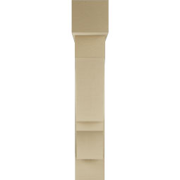 Ekena Millwork - BKTUR0756X34X42BOA05RCPR - Timberthane Faux Wood Balboa Style Bracket w/ Offset Brace, Block Ends, 7 1/2"W x 34"D x 42"H, Primed Tan