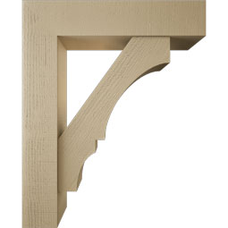 Ekena Millwork - BKTUR0756X34X42BOA05RCPR - Timberthane Faux Wood Balboa Style Bracket w/ Offset Brace, Block Ends, 7 1/2"W x 34"D x 42"H, Primed Tan