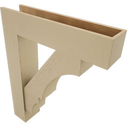 Ekena Millwork - BKTUR0756X34X42BOA05RCPR - Timberthane Faux Wood Balboa Style Bracket w/ Offset Brace, Block Ends, 7 1/2"W x 34"D x 42"H, Primed Tan