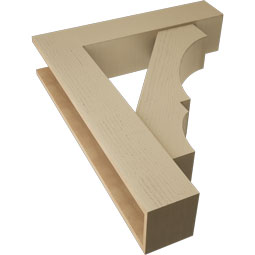 Ekena Millwork - BKTUR0756X34X42BOA05RCPR - Timberthane Faux Wood Balboa Style Bracket w/ Offset Brace, Block Ends, 7 1/2"W x 34"D x 42"H, Primed Tan