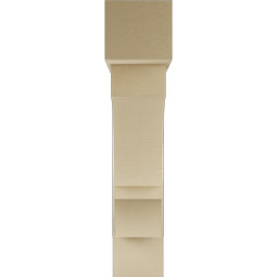Ekena Millwork - BKTUR0756X36X36BOA05RCPR - Timberthane Faux Wood Balboa Style Bracket w/ Offset Brace, Block Ends, 7 1/2"W x 36"D x 36"H, Primed Tan