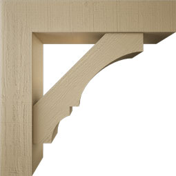 Ekena Millwork - BKTUR0756X36X36BOA05RCPR - Timberthane Faux Wood Balboa Style Bracket w/ Offset Brace, Block Ends, 7 1/2"W x 36"D x 36"H, Primed Tan