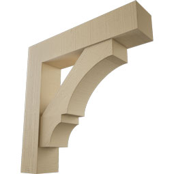 Ekena Millwork - BKTUR0756X36X36BOA05RCPR - Timberthane Faux Wood Balboa Style Bracket w/ Offset Brace, Block Ends, 7 1/2"W x 36"D x 36"H, Primed Tan
