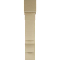 Ekena Millwork - BKTUR0756X36X40BOA05RCPR - Timberthane Faux Wood Balboa Style Bracket w/ Offset Brace, Block Ends, 7 1/2"W x 36"D x 40"H, Primed Tan