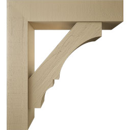 Ekena Millwork - BKTUR0756X36X40BOA05RCPR - Timberthane Faux Wood Balboa Style Bracket w/ Offset Brace, Block Ends, 7 1/2"W x 36"D x 40"H, Primed Tan