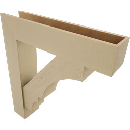 Ekena Millwork - BKTUR0756X36X40BOA05RCPR - Timberthane Faux Wood Balboa Style Bracket w/ Offset Brace, Block Ends, 7 1/2"W x 36"D x 40"H, Primed Tan