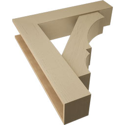 Ekena Millwork - BKTUR0756X36X40BOA05RCPR - Timberthane Faux Wood Balboa Style Bracket w/ Offset Brace, Block Ends, 7 1/2"W x 36"D x 40"H, Primed Tan