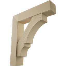Ekena Millwork - BKTUR0756X36X40BOA05RCPR - Timberthane Faux Wood Balboa Style Bracket w/ Offset Brace, Block Ends, 7 1/2"W x 36"D x 40"H, Primed Tan