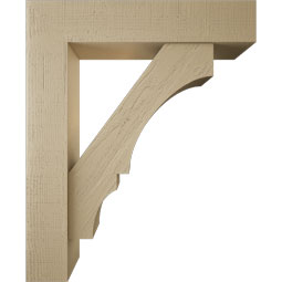 Ekena Millwork - BKTUR0756X36X44BOA05RCPR - Timberthane Faux Wood Balboa Style Bracket w/ Offset Brace, Block Ends, 7 1/2"W x 36"D x 44"H, Primed Tan