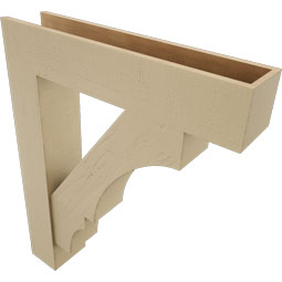 Ekena Millwork - BKTUR0756X36X44BOA05RCPR - Timberthane Faux Wood Balboa Style Bracket w/ Offset Brace, Block Ends, 7 1/2"W x 36"D x 44"H, Primed Tan