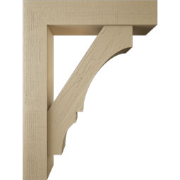 Ekena Millwork - BKTUR0756X36X48BOA05RCPR - Timberthane Faux Wood Balboa Style Bracket w/ Offset Brace, Block Ends, 7 1/2"W x 36"D x 48"H, Primed Tan