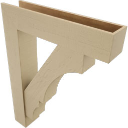 Ekena Millwork - BKTUR0756X36X48BOA05RCPR - Timberthane Faux Wood Balboa Style Bracket w/ Offset Brace, Block Ends, 7 1/2"W x 36"D x 48"H, Primed Tan