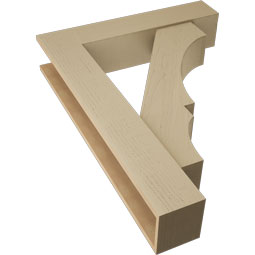 Ekena Millwork - BKTUR0756X36X48BOA05RCPR - Timberthane Faux Wood Balboa Style Bracket w/ Offset Brace, Block Ends, 7 1/2"W x 36"D x 48"H, Primed Tan