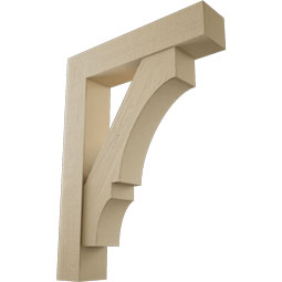Ekena Millwork - BKTUR0756X36X48BOA05RCPR - Timberthane Faux Wood Balboa Style Bracket w/ Offset Brace, Block Ends, 7 1/2"W x 36"D x 48"H, Primed Tan