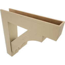 Ekena Millwork - BKTUR0756X38X38BOA05RCPR - Timberthane Faux Wood Balboa Style Bracket w/ Offset Brace, Block Ends, 7 1/2"W x 38"D x 38"H, Primed Tan