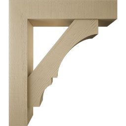 Ekena Millwork - BKTUR0756X38X44BOA05RCPR - Timberthane Faux Wood Balboa Style Bracket w/ Offset Brace, Block Ends, 7 1/2"W x 38"D x 44"H, Primed Tan