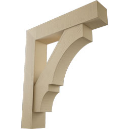 Ekena Millwork - BKTUR0756X38X44BOA05RCPR - Timberthane Faux Wood Balboa Style Bracket w/ Offset Brace, Block Ends, 7 1/2"W x 38"D x 44"H, Primed Tan