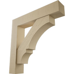 Ekena Millwork - BKTUR0756X40X40BOA05RCPR - Timberthane Faux Wood Balboa Style Bracket w/ Offset Brace, Block Ends, 7 1/2"W x 40"D x 40"H, Primed Tan