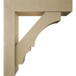 Ekena Millwork - BKTUR0756X40X44BOA05RCPR - Timberthane Faux Wood Balboa Style Bracket w/ Offset Brace, Block Ends, 7 1/2"W x 40"D x 44"H, Primed Tan