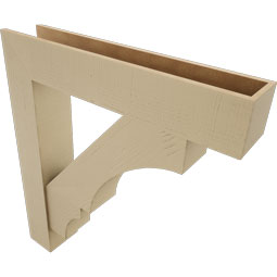 Ekena Millwork - BKTUR0756X40X44BOA05RCPR - Timberthane Faux Wood Balboa Style Bracket w/ Offset Brace, Block Ends, 7 1/2"W x 40"D x 44"H, Primed Tan