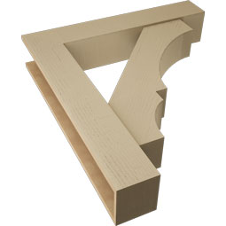 Ekena Millwork - BKTUR0756X40X44BOA05RCPR - Timberthane Faux Wood Balboa Style Bracket w/ Offset Brace, Block Ends, 7 1/2"W x 40"D x 44"H, Primed Tan