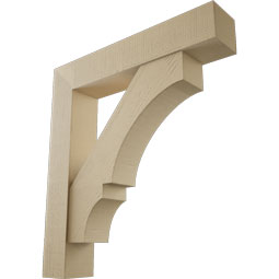 Ekena Millwork - BKTUR0756X40X44BOA05RCPR - Timberthane Faux Wood Balboa Style Bracket w/ Offset Brace, Block Ends, 7 1/2"W x 40"D x 44"H, Primed Tan