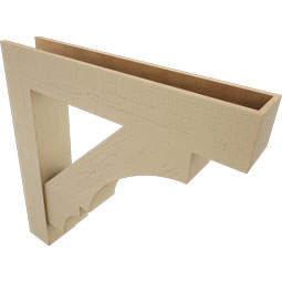Ekena Millwork - BKTUR0756X42X42BOA05RCPR - Timberthane Faux Wood Balboa Style Bracket w/ Offset Brace, Block Ends, 7 1/2"W x 42"D x 42"H, Primed Tan