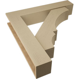 Ekena Millwork - BKTUR0756X42X42BOA05RCPR - Timberthane Faux Wood Balboa Style Bracket w/ Offset Brace, Block Ends, 7 1/2"W x 42"D x 42"H, Primed Tan