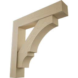 Ekena Millwork - BKTUR0756X42X42BOA05RCPR - Timberthane Faux Wood Balboa Style Bracket w/ Offset Brace, Block Ends, 7 1/2"W x 42"D x 42"H, Primed Tan