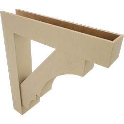 Ekena Millwork - BKTUR0756X42X48BOA05RCPR - Timberthane Faux Wood Balboa Style Bracket w/ Offset Brace, Block Ends, 7 1/2"W x 42"D x 48"H, Primed Tan