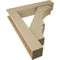 Ekena Millwork - BKTUR0756X42X48BOA05RCPR - Timberthane Faux Wood Balboa Style Bracket w/ Offset Brace, Block Ends, 7 1/2"W x 42"D x 48"H, Primed Tan