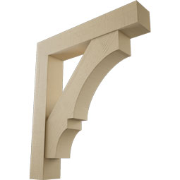 Ekena Millwork - BKTUR0756X42X48BOA05RCPR - Timberthane Faux Wood Balboa Style Bracket w/ Offset Brace, Block Ends, 7 1/2"W x 42"D x 48"H, Primed Tan