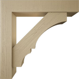 Ekena Millwork - BKTUR0756X44X44BOA05RCPR - Timberthane Faux Wood Balboa Style Bracket w/ Offset Brace, Block Ends, 7 1/2"W x 44"D x 44"H, Primed Tan