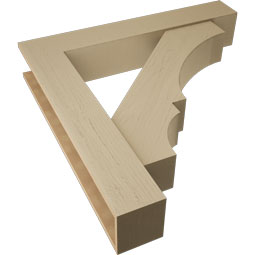 Ekena Millwork - BKTUR0756X44X44BOA05RCPR - Timberthane Faux Wood Balboa Style Bracket w/ Offset Brace, Block Ends, 7 1/2"W x 44"D x 44"H, Primed Tan