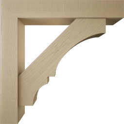 Ekena Millwork - BKTUR0756X46X46BOA05RCPR - Timberthane Faux Wood Balboa Style Bracket w/ Offset Brace, Block Ends, 7 1/2"W x 46"D x 46"H, Primed Tan