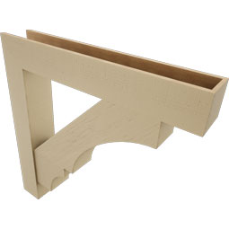 Ekena Millwork - BKTUR0756X46X46BOA05RCPR - Timberthane Faux Wood Balboa Style Bracket w/ Offset Brace, Block Ends, 7 1/2"W x 46"D x 46"H, Primed Tan