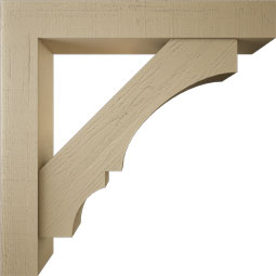 Ekena Millwork - BKTUR0756X48X48BOA05RCPR - Timberthane Faux Wood Balboa Style Bracket w/ Offset Brace, Block Ends, 7 1/2"W x 48"D x 48"H, Primed Tan