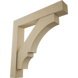 Ekena Millwork - BKTUR0756X48X48BOA05RCPR - Timberthane Faux Wood Balboa Style Bracket w/ Offset Brace, Block Ends, 7 1/2"W x 48"D x 48"H, Primed Tan