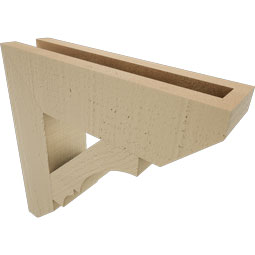 Ekena Millwork - BKTUR035X14X14BOA06RCPR - Timberthane Faux Wood Balboa Style Bracket, Slat Ends, 3 1/2"W x 14"D x 14"H, Primed Tan