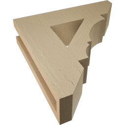 Ekena Millwork - BKTUR035X14X14BOA06RCPR - Timberthane Faux Wood Balboa Style Bracket, Slat Ends, 3 1/2"W x 14"D x 14"H, Primed Tan